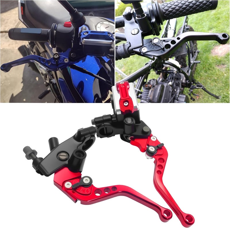 JXPANG Universal Motorcycle 7/8" 22mm Handlebar Brake Master Cylinder Clutch Lever CNC Left & Right Set Compatible with Harley Honda Kawasaki Suzuki Yamaha（ Piston Diameter 12.7mm (Red) - Image 5